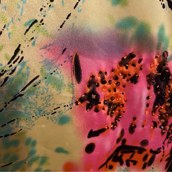 Camilla Tie Dye Silk Beaded Caftan Tunic - Picture 5 of 11